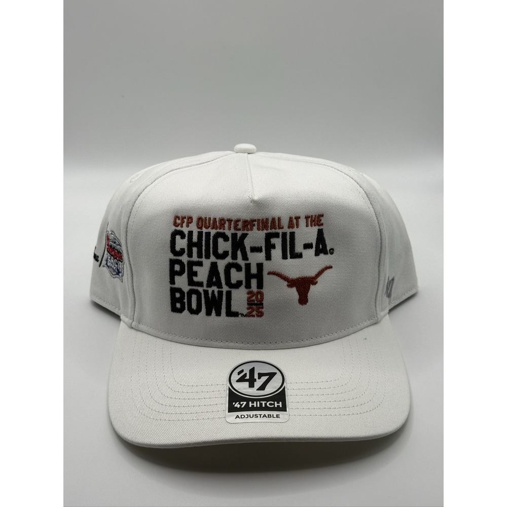 47 Texas Longhorns 2025 CFP Peach Bowl Hat White OSFA Adjustable Cotton
